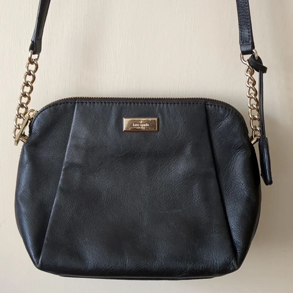 Black leather Kate Spade shoulder bag